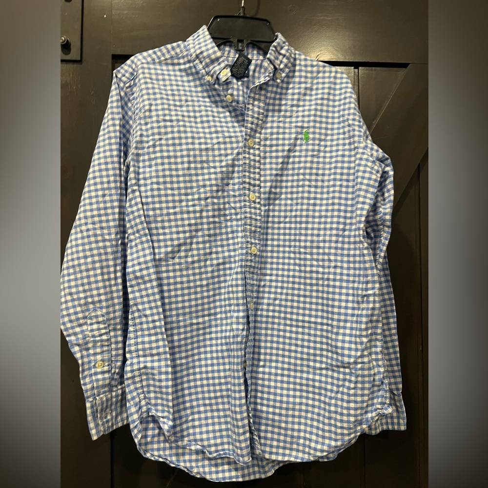 Ralph Lauren Blue and White Casual Button Down Shirt